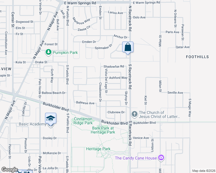 map of restaurants, bars, coffee shops, grocery stores, and more near 128 Vista Del Lago Street in Henderson