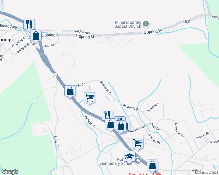 map of restaurants, bars, coffee shops, grocery stores, and more near 130 Richards Drive in Oliver Springs