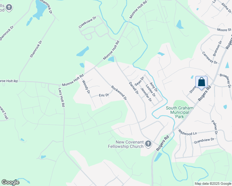 map of restaurants, bars, coffee shops, grocery stores, and more near 634 Rockwood Drive in Graham