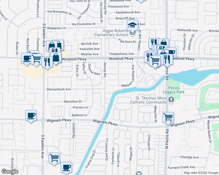 map of restaurants, bars, coffee shops, grocery stores, and more near 2735 Mallard Landing Avenue in Henderson