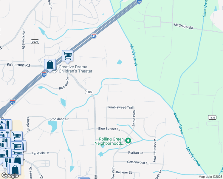 map of restaurants, bars, coffee shops, grocery stores, and more near 115 Cloverhurst Ct in Winston-Salem