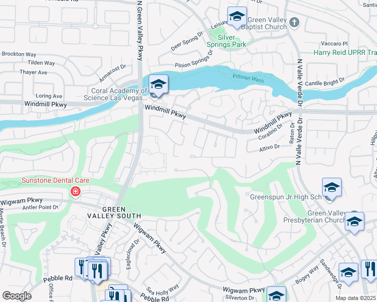 map of restaurants, bars, coffee shops, grocery stores, and more near 2030 Grafton Avenue in Henderson