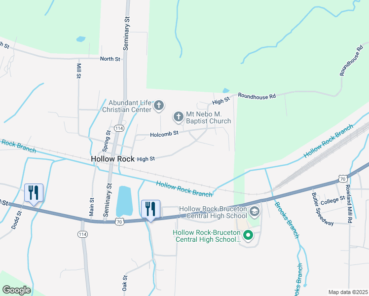 map of restaurants, bars, coffee shops, grocery stores, and more near 839 High Street in Hollow Rock