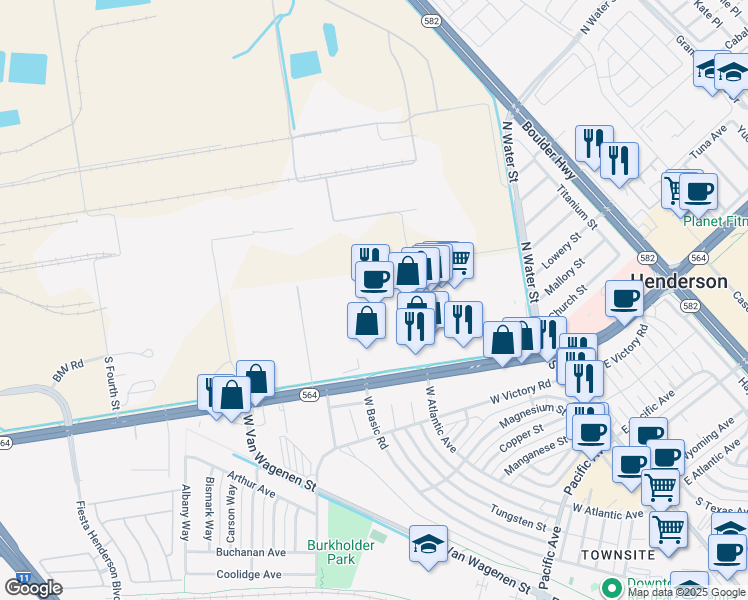 map of restaurants, bars, coffee shops, grocery stores, and more near 350 West Lake Mead Drive in Henderson