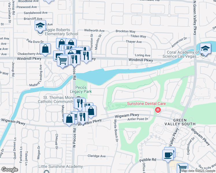 map of restaurants, bars, coffee shops, grocery stores, and more near 152 Ultra Drive in Henderson