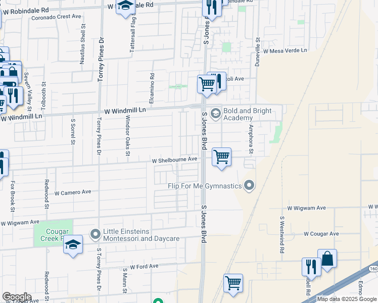 map of restaurants, bars, coffee shops, grocery stores, and more near 6150 Slate Way in Las Vegas
