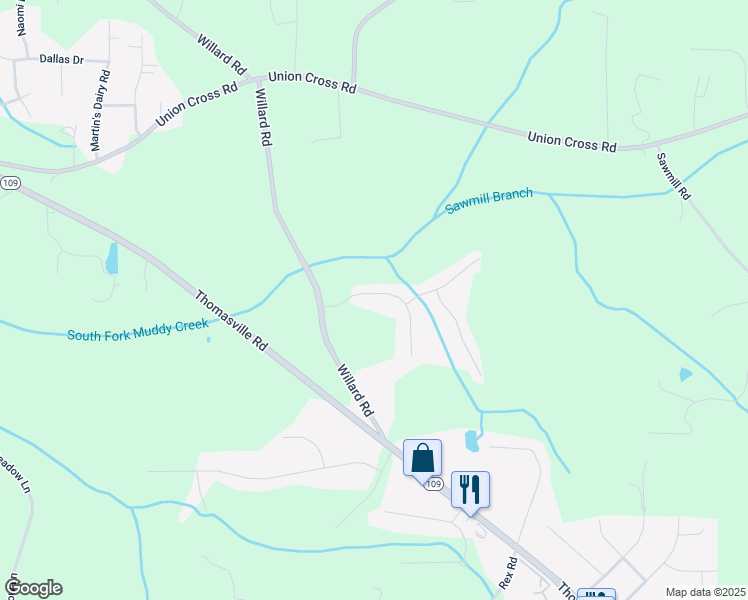 map of restaurants, bars, coffee shops, grocery stores, and more near 4253 Glenmore Creek Drive in Winston-Salem
