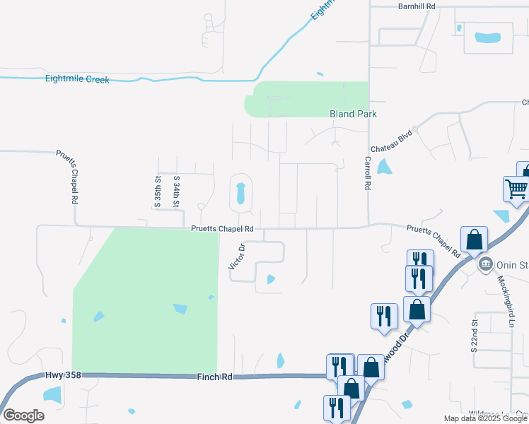map of restaurants, bars, coffee shops, grocery stores, and more near 3101 Pruetts Chapel Road in Paragould