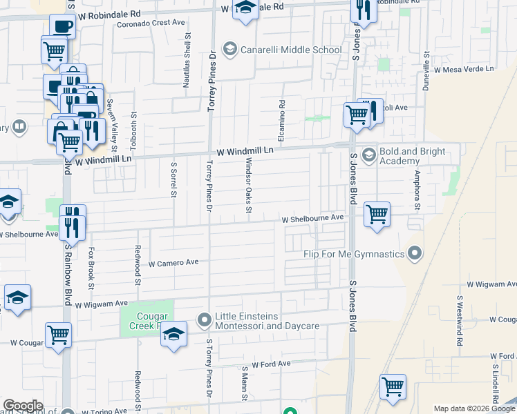 map of restaurants, bars, coffee shops, grocery stores, and more near 6377 Screaming Eagle Avenue in Las Vegas