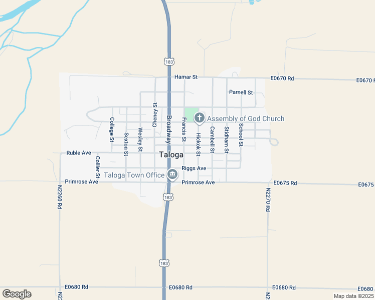 map of restaurants, bars, coffee shops, grocery stores, and more near 209 Ruble Avenue in Taloga