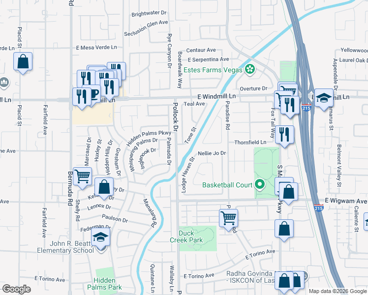 map of restaurants, bars, coffee shops, grocery stores, and more near 8270 Tone Street in Las Vegas