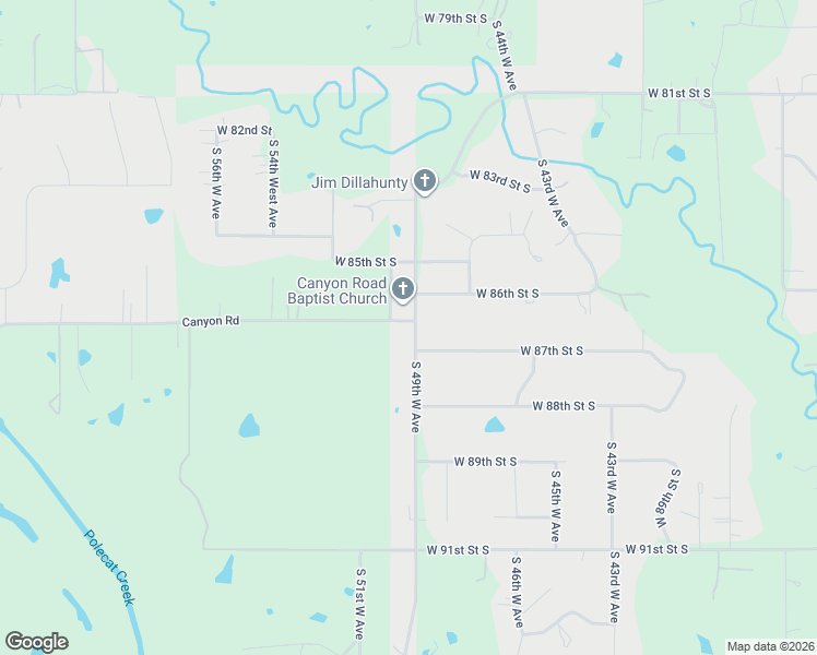 map of restaurants, bars, coffee shops, grocery stores, and more near 8702 South 49th West Avenue in Tulsa