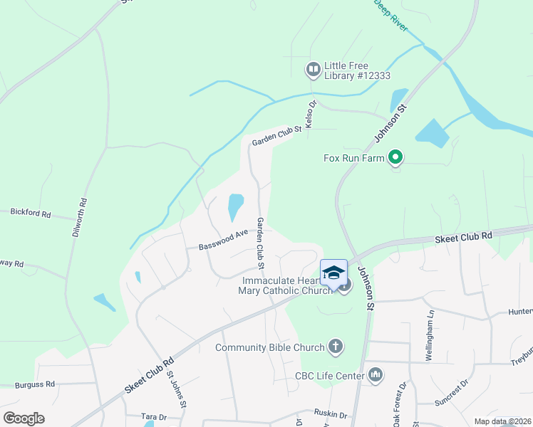 map of restaurants, bars, coffee shops, grocery stores, and more near 4406 Garden Club Street in High Point