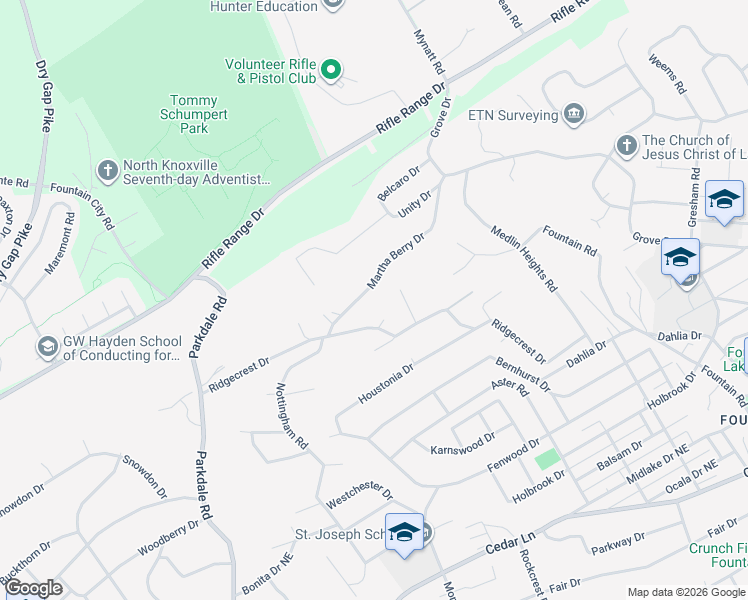 map of restaurants, bars, coffee shops, grocery stores, and more near 2006 Martha Berry Drive in Knoxville