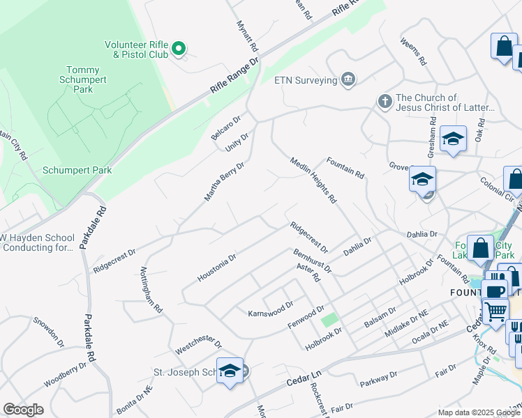 map of restaurants, bars, coffee shops, grocery stores, and more near 2213 Ridgecrest Drive in Knoxville