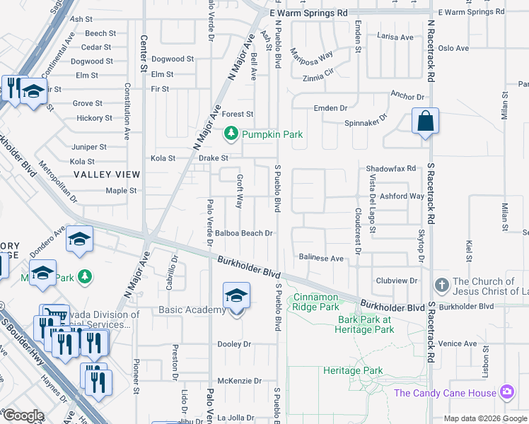 map of restaurants, bars, coffee shops, grocery stores, and more near 783 Airy Hill Street in Henderson