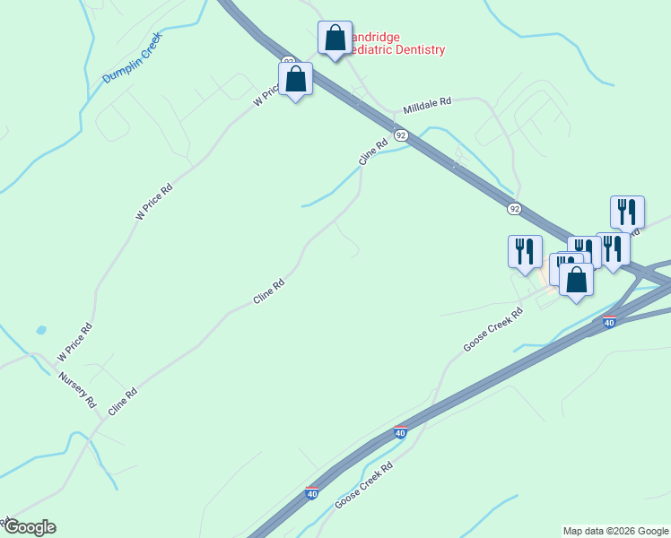 map of restaurants, bars, coffee shops, grocery stores, and more near 163 Rabbit Run Way in Dandridge