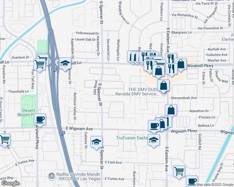 map of restaurants, bars, coffee shops, grocery stores, and more near 1956 Fort Laramie Lane in Las Vegas