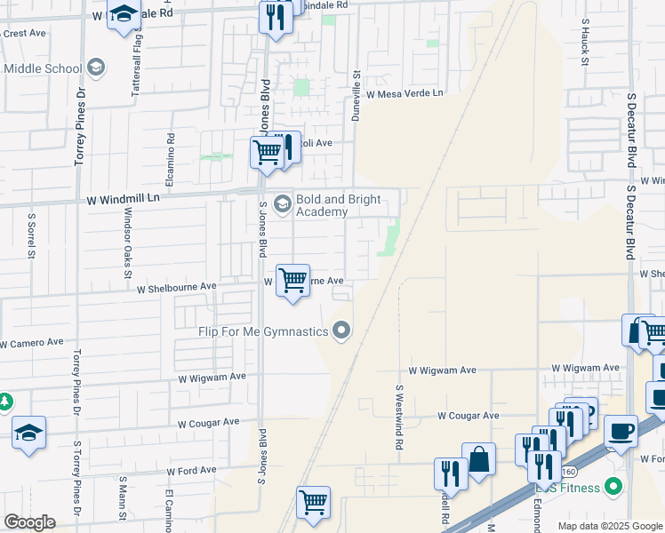 map of restaurants, bars, coffee shops, grocery stores, and more near 5868 West Baroque Gold Court in Las Vegas