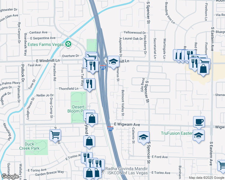 map of restaurants, bars, coffee shops, grocery stores, and more near 8287 Lincoln Valley Street in Las Vegas