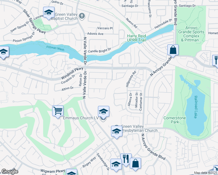 map of restaurants, bars, coffee shops, grocery stores, and more near 1873 Hillsboro Drive in Henderson