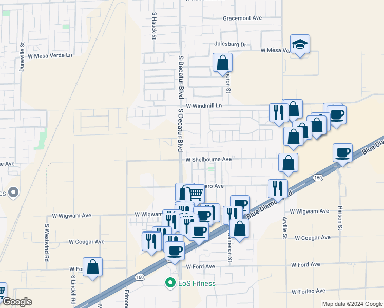 map of restaurants, bars, coffee shops, grocery stores, and more near 4859 Golden Shimmer Avenue in Las Vegas