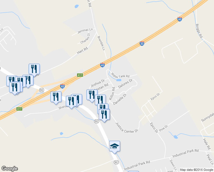 map of restaurants, bars, coffee shops, grocery stores, and more near 209 Tristain Rd in Dandridge