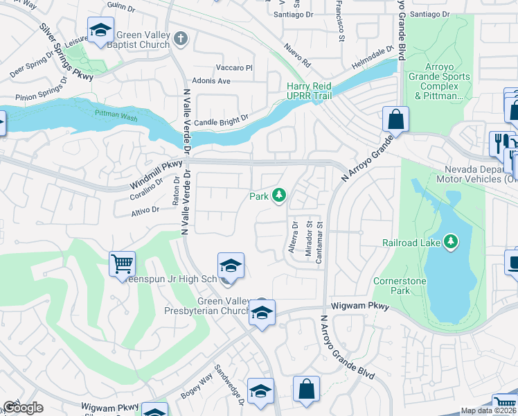 map of restaurants, bars, coffee shops, grocery stores, and more near 196 Kachina Drive in Henderson