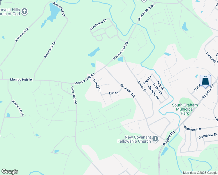 map of restaurants, bars, coffee shops, grocery stores, and more near 1820 Sonja Court in Graham