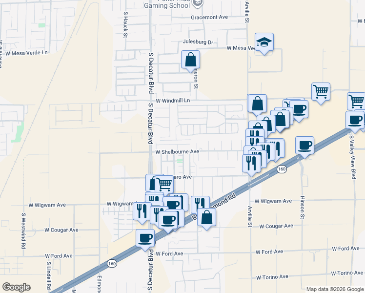 map of restaurants, bars, coffee shops, grocery stores, and more near 4749 Golden Shimmer Avenue in Las Vegas