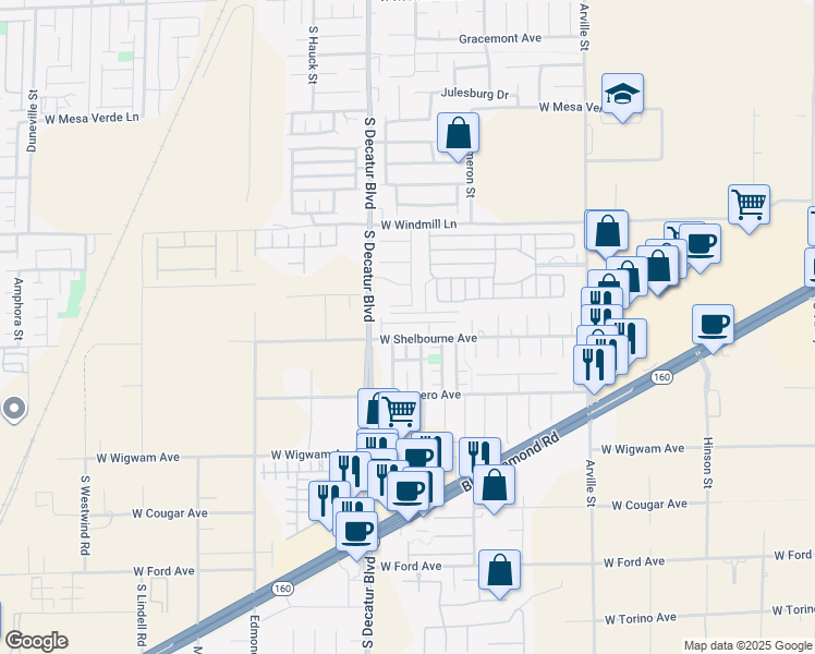 map of restaurants, bars, coffee shops, grocery stores, and more near 4827 Golden Shimmer Avenue in Las Vegas