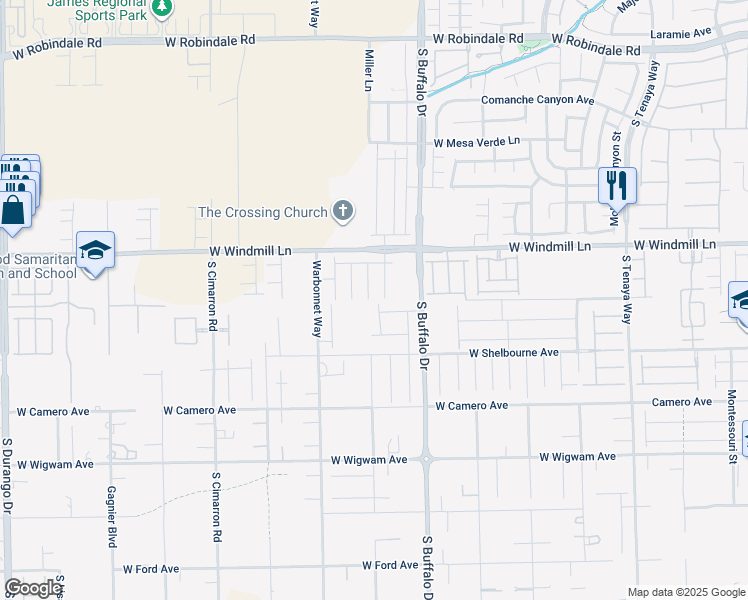 map of restaurants, bars, coffee shops, grocery stores, and more near 8196 Sandy Slope Court in Las Vegas