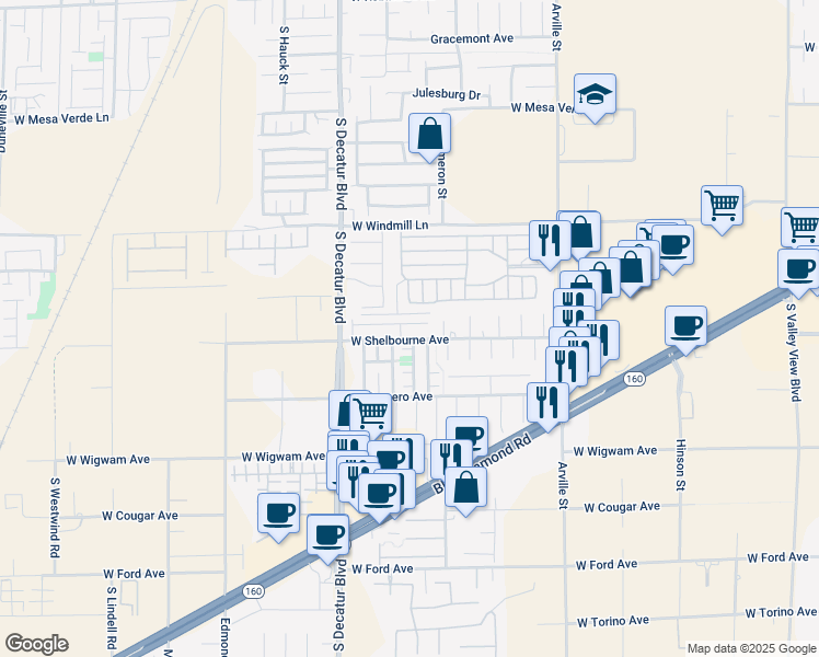 map of restaurants, bars, coffee shops, grocery stores, and more near 4757 Golden Shimmer Avenue in Las Vegas