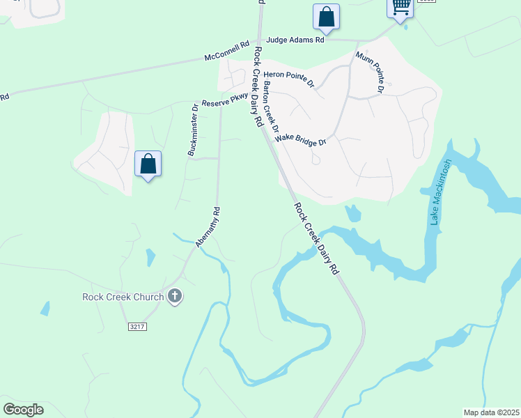 map of restaurants, bars, coffee shops, grocery stores, and more near 1434 Rock Creek Dairy Road in Whitsett