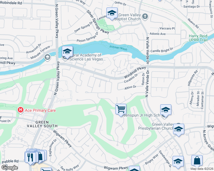 map of restaurants, bars, coffee shops, grocery stores, and more near 188 Bethany Street in Henderson
