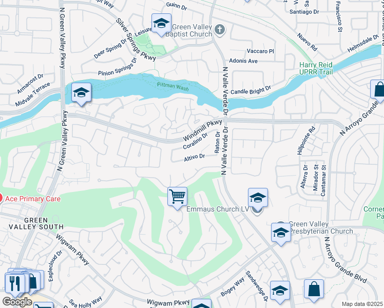 map of restaurants, bars, coffee shops, grocery stores, and more near 1920 Altivo Drive in Henderson
