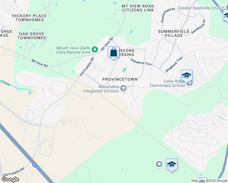 map of restaurants, bars, coffee shops, grocery stores, and more near 1407 Pleasant Ridge Road in Nashville