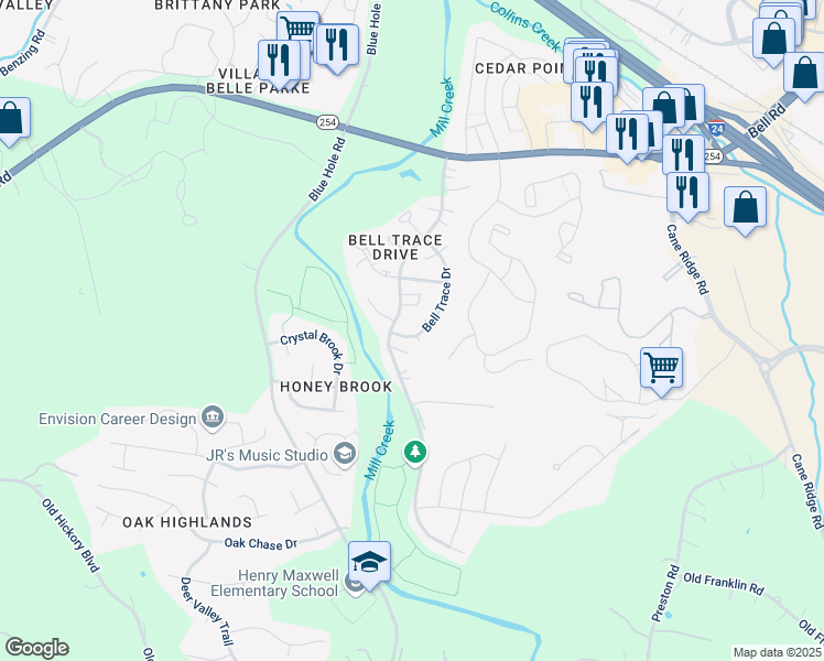 map of restaurants, bars, coffee shops, grocery stores, and more near 506 Bell Trace Court in Nashville
