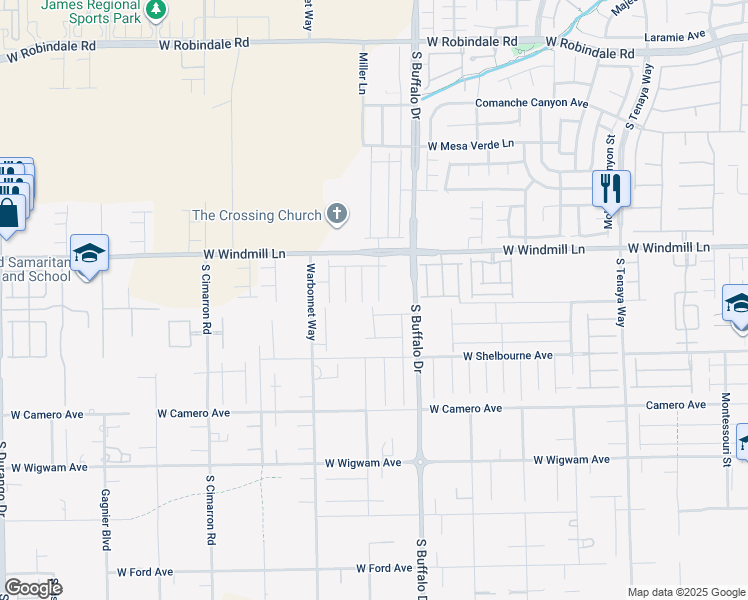 map of restaurants, bars, coffee shops, grocery stores, and more near 8196 Sandy Slope Court in Las Vegas