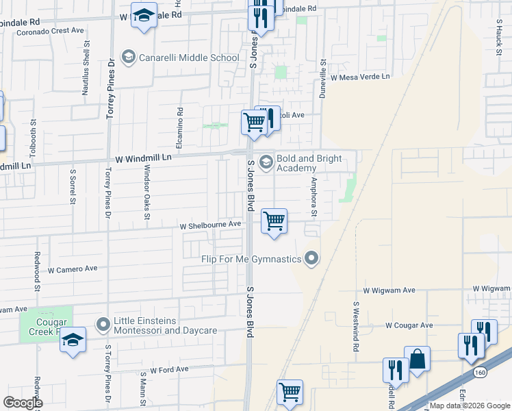 map of restaurants, bars, coffee shops, grocery stores, and more near 6090 Arbor Downs Avenue in Las Vegas