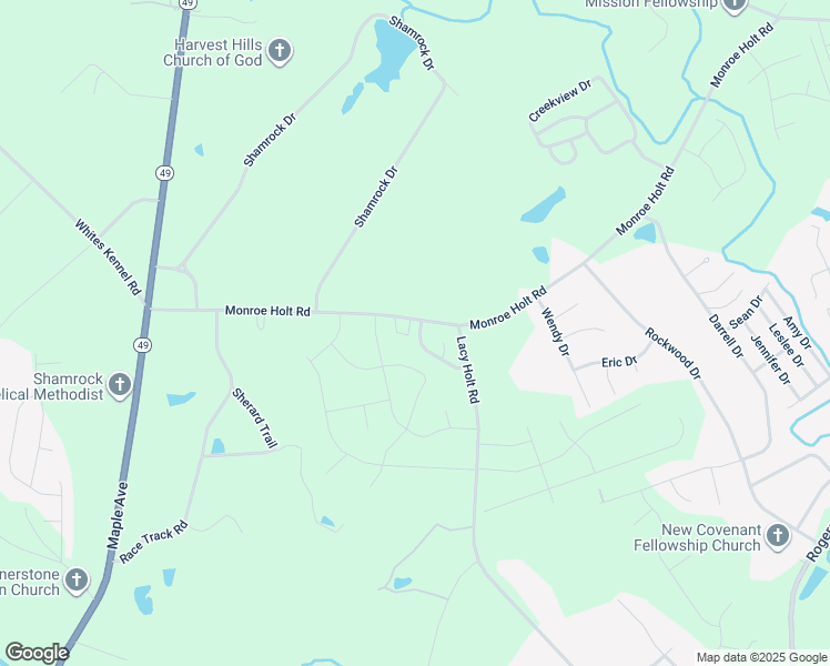 map of restaurants, bars, coffee shops, grocery stores, and more near 2034 Guinness Drive in Graham
