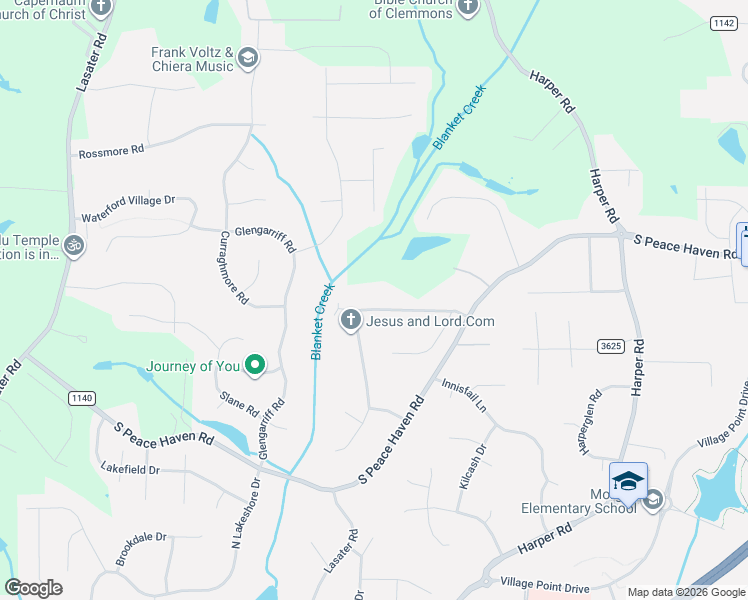 map of restaurants, bars, coffee shops, grocery stores, and more near 1310 Glen Oaks Road in Clemmons