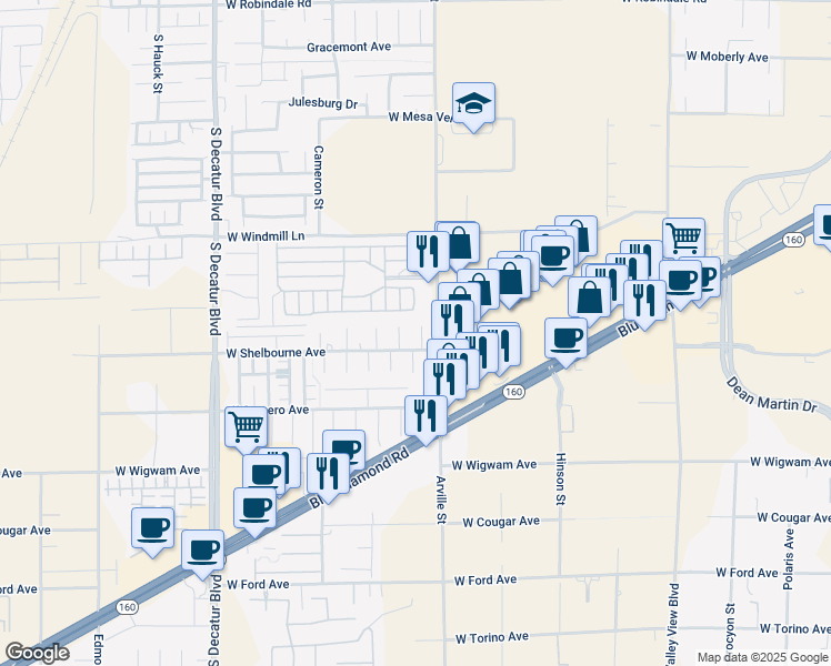 map of restaurants, bars, coffee shops, grocery stores, and more near 8271 Pearl Diver Court in Las Vegas