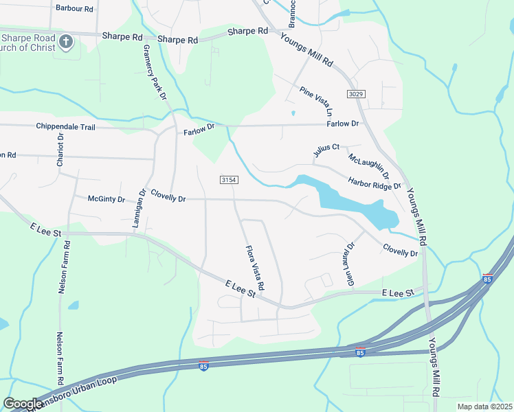 map of restaurants, bars, coffee shops, grocery stores, and more near 4208 Clovelly Drive in Greensboro
