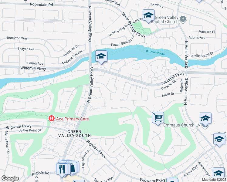 map of restaurants, bars, coffee shops, grocery stores, and more near 171 Jeri Drive in Henderson