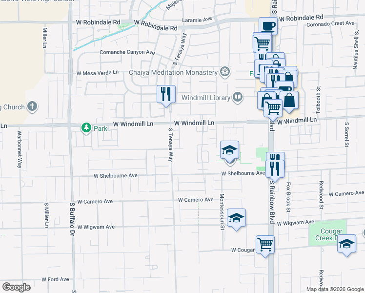 map of restaurants, bars, coffee shops, grocery stores, and more near 8192 Lone Boulder Street in Las Vegas