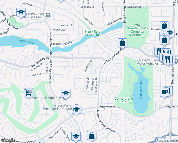 map of restaurants, bars, coffee shops, grocery stores, and more near 1718 Elsinore Avenue in Henderson