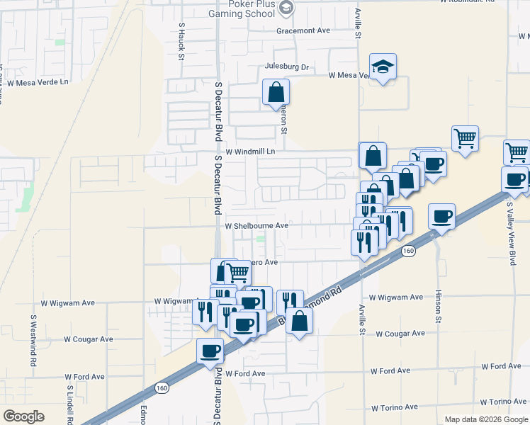 map of restaurants, bars, coffee shops, grocery stores, and more near 4748 Golden Shimmer Avenue in Las Vegas