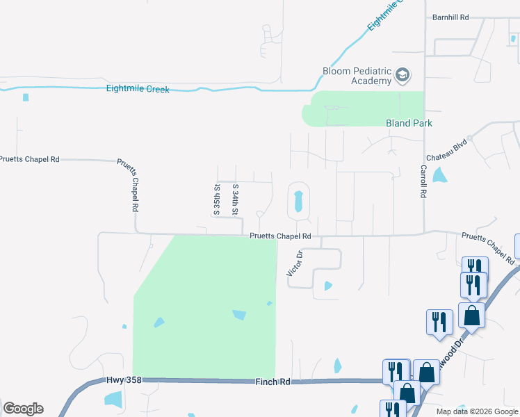 map of restaurants, bars, coffee shops, grocery stores, and more near 3 Enclave Circle in Paragould