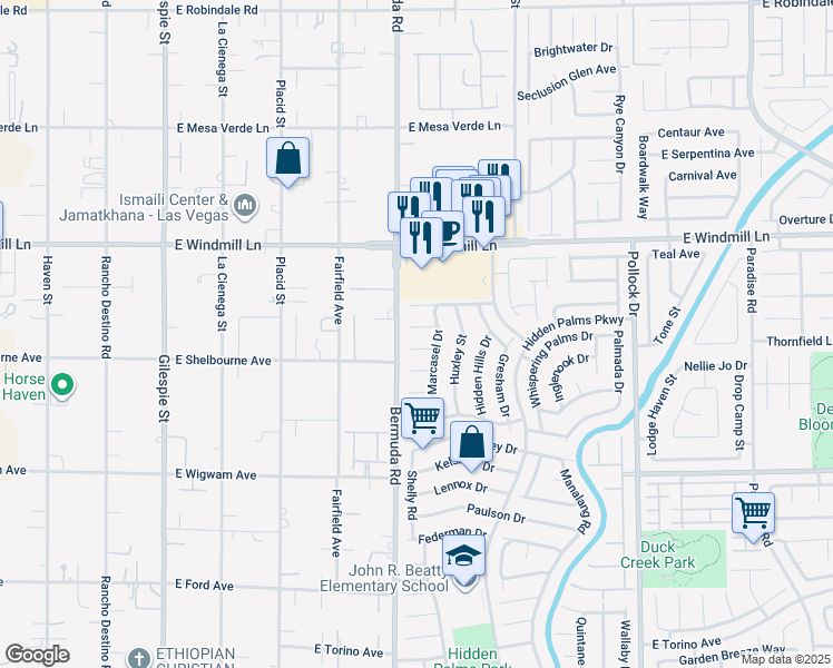 map of restaurants, bars, coffee shops, grocery stores, and more near 425 Pemberry Circle in Las Vegas